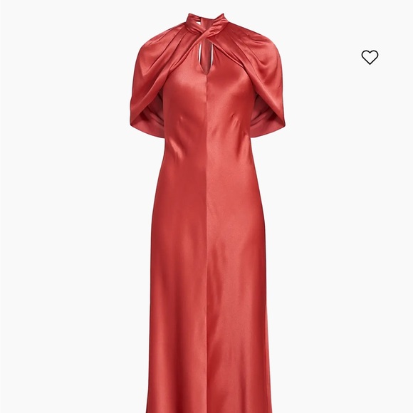 Alberta Ferretti Backless Satin Dress in Coral - Picture 3 of 4